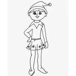 Malvorlage Weihnachtself steht mit Händen auf den Hüften
