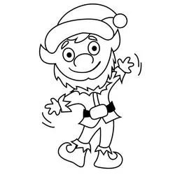 Malvorlage Weihnachtself winkt mit der Hand