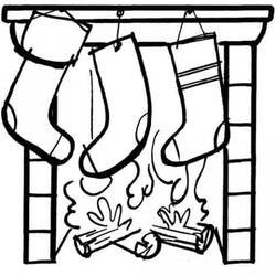 Malvorlage Kamin mit Weihnachtsstiefeln und Flammen