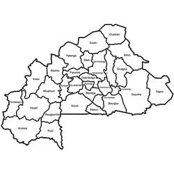 Malvorlage Karte der Provinzen von Burkina Faso