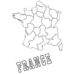 Malvorlage Frankreichkarte mit den Regionen