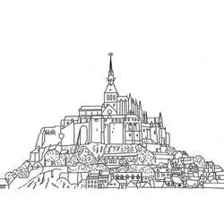Malvorlage Mont Saint-Michel mit Abtei auf dem Felsen