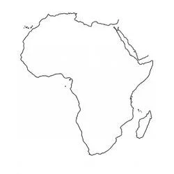 Malvorlage Karte von Afrika als Umriss
