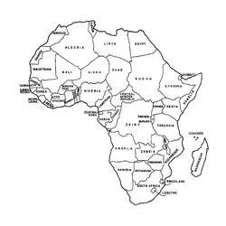 Malvorlage Afrika von Marokko bis Südafrika umrissen