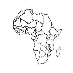 Malvorlage Afrika mit Madagaskar an der Südostküste