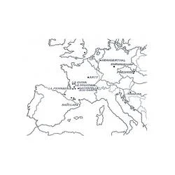 Malvorlage Karte von Europa mit Neandertaler-Fundstellen