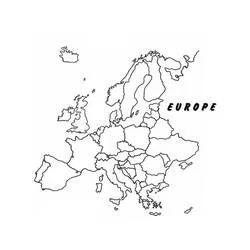 Malvorlage Europa mit Schriftzug EUROPE rechts