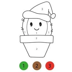 Malvorlage Niedlicher Kaktus mit Weihnachtsmütze