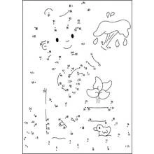 Malvorlage Sonne, Regenwolke, Blume und Ente zum Verbinden