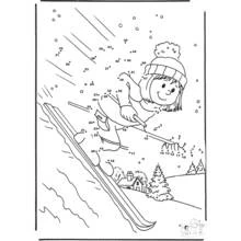 Malvorlage Mädchen fährt Ski einen Hang hinunter