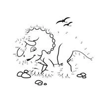 Malvorlage Triceratops Punkt zu Punkt mit fliegenden Flugsauriern