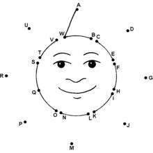 Malvorlage Lächelnde Sonne zum Verbinden der Punkte