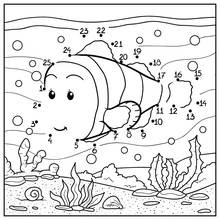 Malvorlage Clownfisch schwimmt unter Wasser