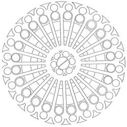 Malvorlage Abstraktes Mandala mit strahlenden Speichen und Kreisen