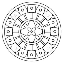 Malvorlage Abstraktes Mandala mit zentraler Blume