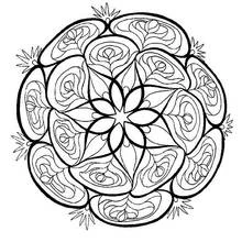 Malvorlage Blumen-Mandala mit Rosenblättern