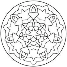 Malvorlage Mandala mit zentralem Stern und spitzen Blütenblättern