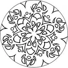 Malvorlage Mandala mit sechszackigem Stern und kleinen Kreisen