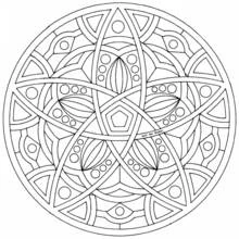 Malvorlage Mandala mit fünfzackigem Stern und Kreisen