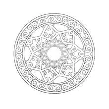 Malvorlage Mandala mit Sternmuster und Spiralrand