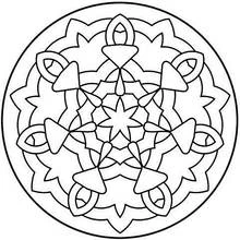 Malvorlage Mandala mit zentralem Stern und spitzen Blütenblättern