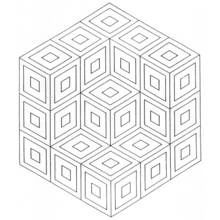 Malvorlage Mandala mit geometrischer Würfelillusion