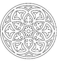 Malvorlage Mandala mit Lilienblütenblättern und zentraler Blume