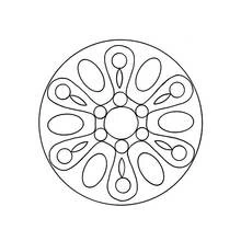 Malvorlage Mandala mit sechs runden Blütenblättern
