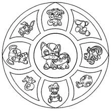 Malvorlage Littlest Pet Shop Mandala mit kleinen Tieren