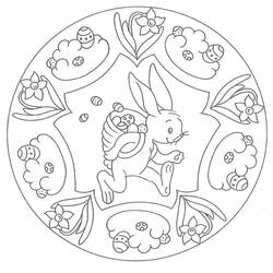 Malvorlage Oster-Mandala Hase mit einem Korb voller Eier