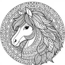 Pferde-Mandalas Ausmalbild #213437 zum Ausdrucken und Ausmalen