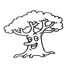 Malvorlage Lächelnder Baum mit lustigem Gesicht