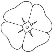Malvorlage Mohnblume mit vier großen Blütenblättern