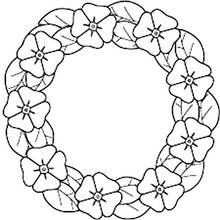 Malvorlage Mohn als runder Kranz