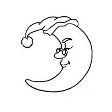 Malvorlage Mond mit Schlafmütze und geschlossenen Augen