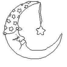 Malvorlage Mond mit sternenverziertem Schlafmütze