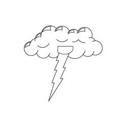 Malvorlage Wolke mit einem Blitz