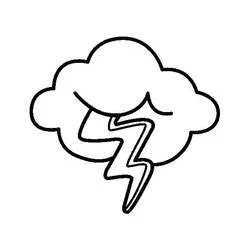 Malvorlage Wolke mit einem Blitz