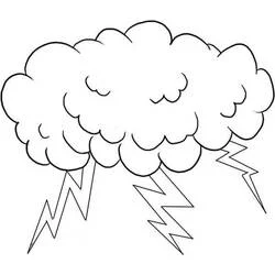 Malvorlage Gewitterwolke mit drei Blitzen