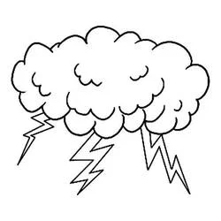 Malvorlage Wolke mit drei Blitzen