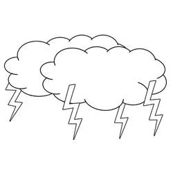 Malvorlage Wolke und Sturm mit Blitzen