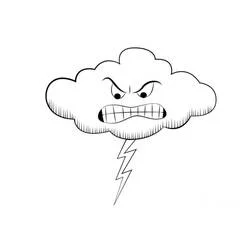 Malvorlage Wütende Wolke und Sturm mit Blitz