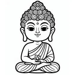 Malvorlage Buddha sitzt meditierend mit einer Lotusblüte