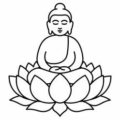 Malvorlage Buddha meditierend auf einer Lotusblüte