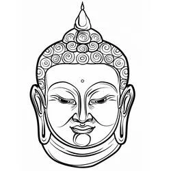 Malvorlage Buddha Gesicht mit Spirallocken