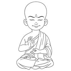 Malvorlage Buddha als junger meditierender Mönch