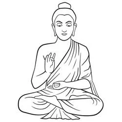 Malvorlage Buddha mit Almosenschale neben sich
