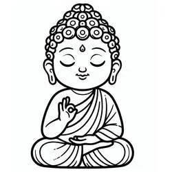 Malvorlage Buddha mit Mudra nahe der Brust