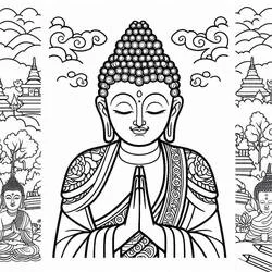 Malvorlage Buddha mit gefalteten Händen im Gebet