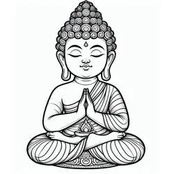Malvorlage Buddha meditiert im Lotossitz